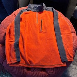 Land’ End Boys Orange and Gray Half-Zip fleece (medium 10-12)